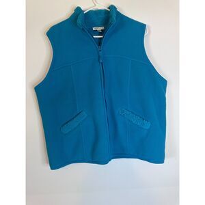 Coldwater Creek Women’s Dark Teal Sherpa Lined Fleece Vest Size L